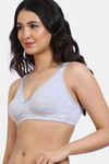 Zivame Double Layered Non Wired Full Coverage Post Breast Surgery Bra - Grey Melange — thumbnail 3